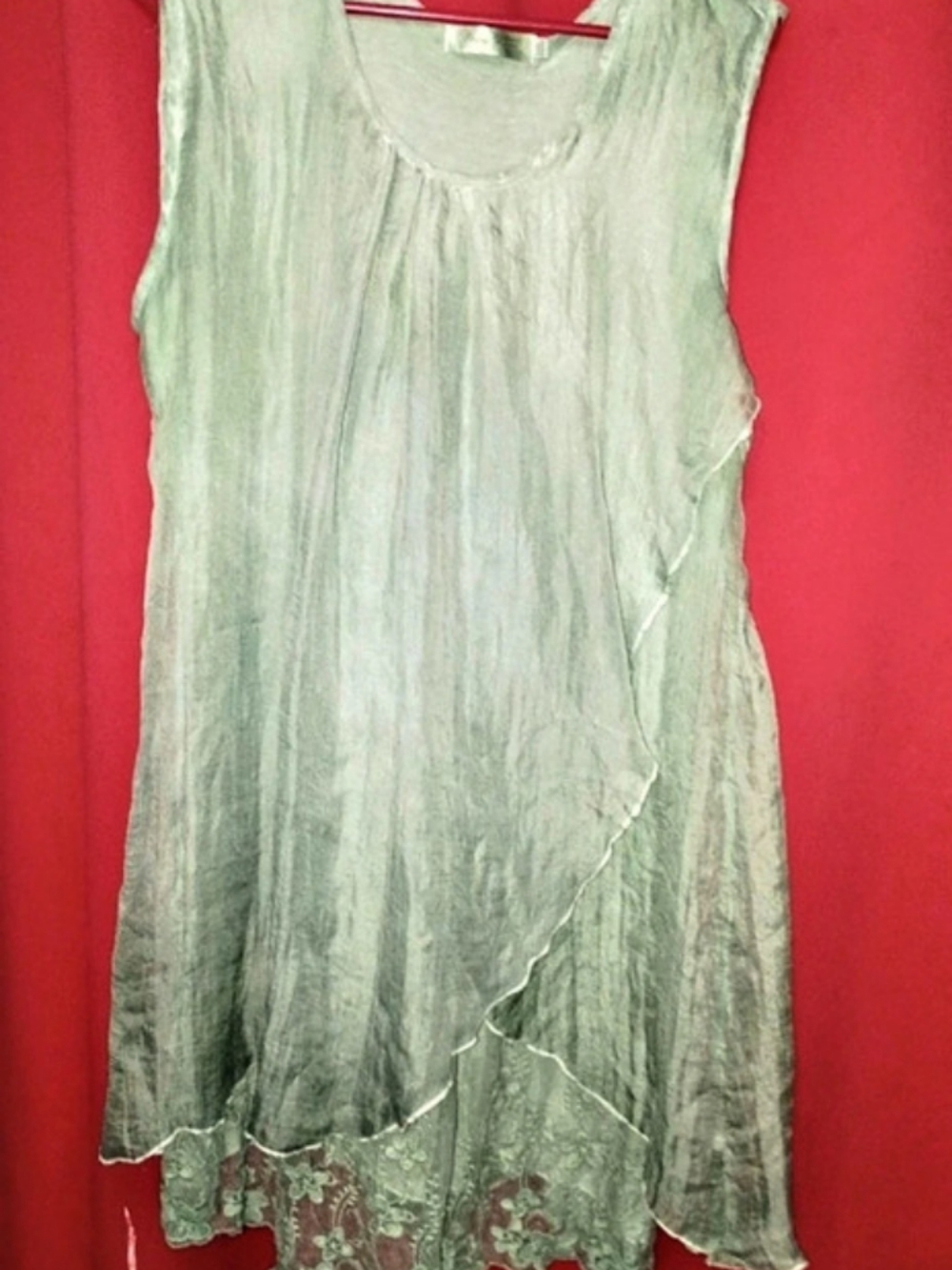 Simply Couture Olive Green Layered Lace Boho Tunic Top